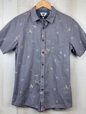 Vissla Men’s Miyashiro Island Stargazer Eco Short Sleeve Shirt Gray Medium